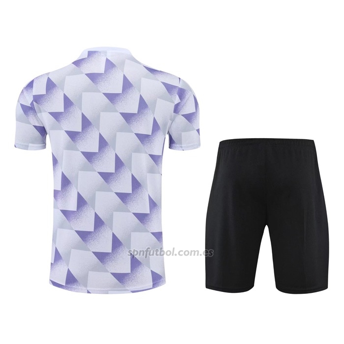 Chandal del Real Madrid Manga Corta 2022-2023 Blanco y Purpura - Pantalon Corto